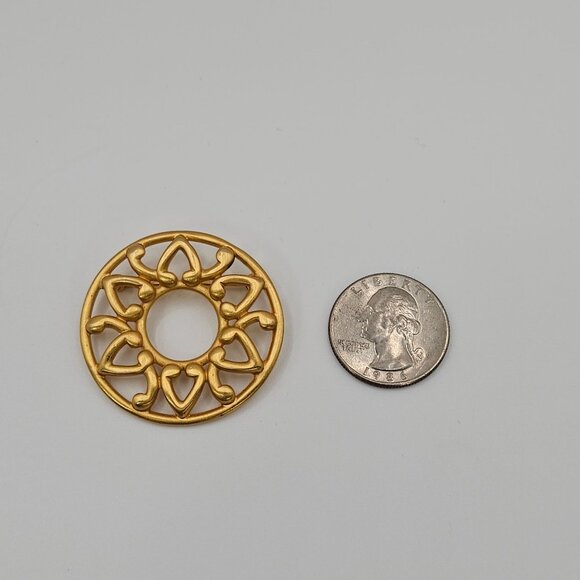 Anne Klein Brooch Gold Tone Round Filigree Mandela Regencycore Classy Pin - Picture 13 of 14